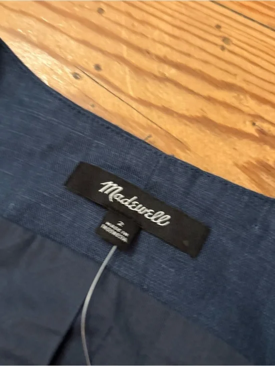 MADEWELL Women's Single-Breasted Deep Shadow Linen Vest sz 2 NQ129 NWT - Picture 2 of 4